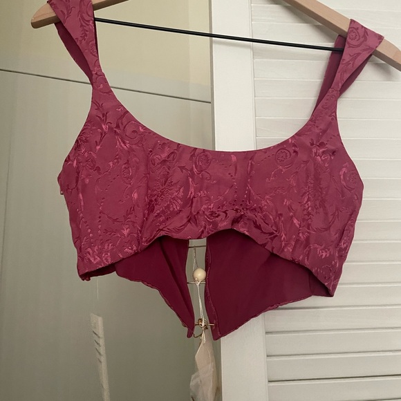 For Love and Lemons Pink Brocade Crop Top NWT - Picture 3 of 4